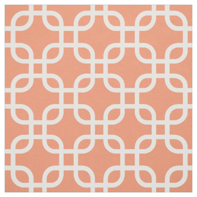 Orange Geometric Links Pattern Fabric (Swatch)
