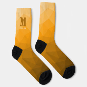 Orange geometric mesh pattern Monogram Socks