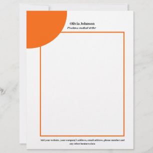 Orange geometric minimalist solopreneur business custom letterhead