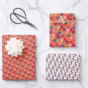 Orange geometric pattern wrapping paper