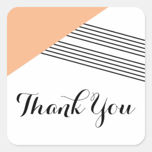 Orange Geometric Stripe Thank You Stickers