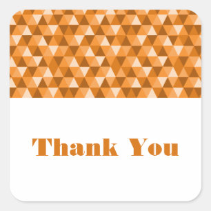 Orange Geometric Triangles Thank You Stickers