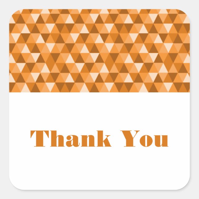 Orange Geometric Triangles Thank You Stickers (Front)