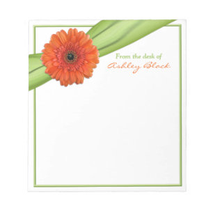 Orange Gerber Daisy Ribbon Personalised Notepad