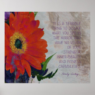 Orange Gerbera Daisy and Inner-Beauty Poster