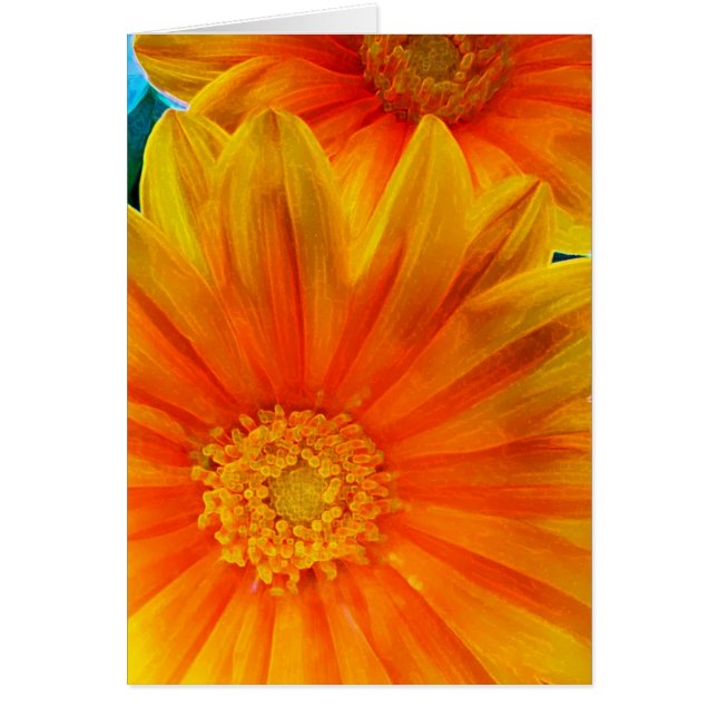 Orange Gerbera Daisy Digital Painting Card (Front)