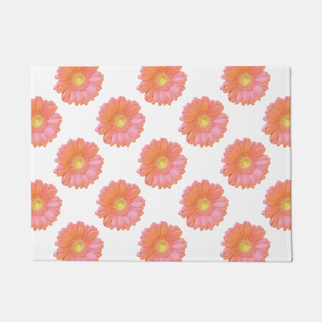 Orange gerbera daisy doormat (Front)