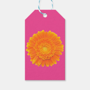 orange gerbera daisy flower gift tag