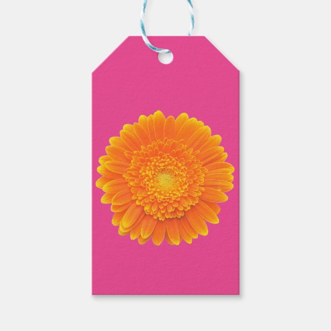 orange gerbera daisy flower gift tag (Front)