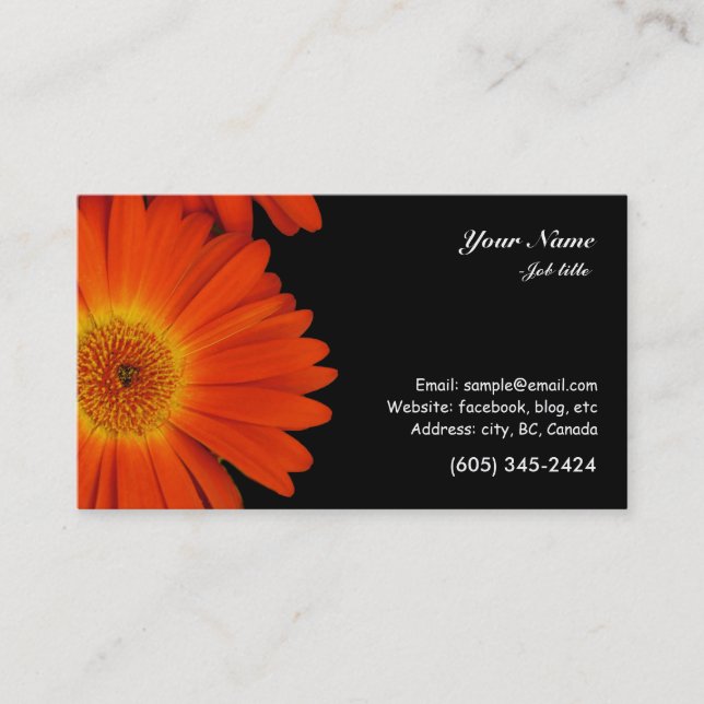 orange gerbera daisy flowers business card (Front)