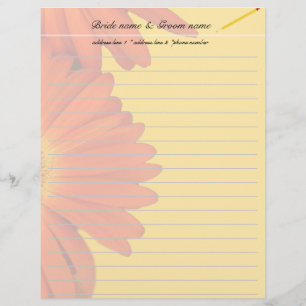orange gerbera daisy flowers letterhead template