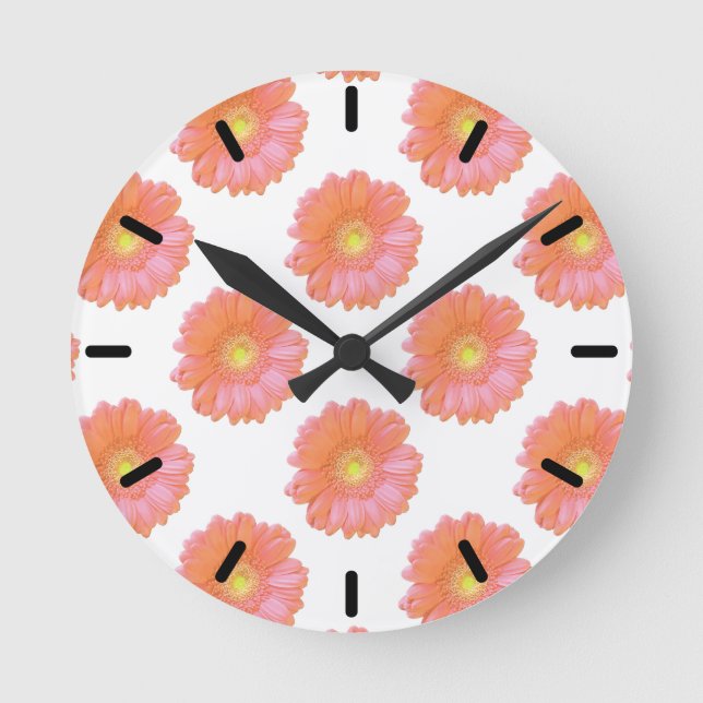 Orange gerbera daisy round clock (Front)