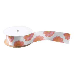 Orange gerbera daisy satin ribbon