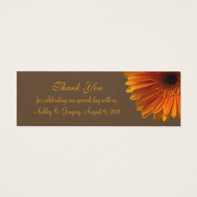 Orange Gerbera Daisy Wedding Favour Tag (Front)