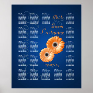 Orange Gerbera Daisy Wedding Seating Chart