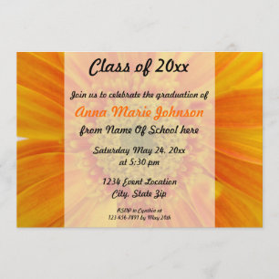 Orange Gerbera Floral Graduation Invitation