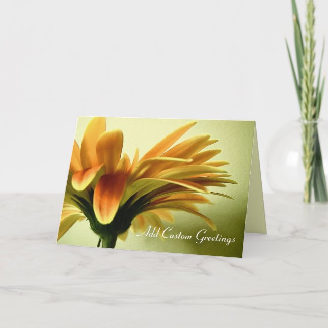 Orange Gerbera Flower w/ Custom Text Greeting Card (Front)