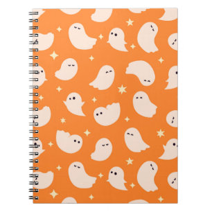 Orange Ghost Doodle Pattern Notebook