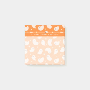 Orange Ghost Doodle Pattern Post-it Notes