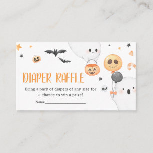 Orange Ghost Halloween Little Boo Diaper Raffle Enclosure Card