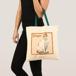 Orange Ginger and White Cat Personalised Budget Tote Bag