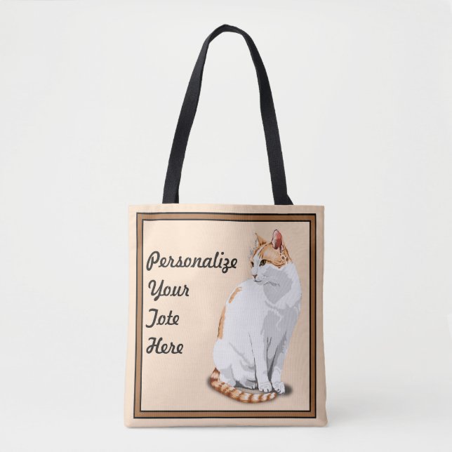 Orange Ginger and White Cat Personalised Tote Bag (Front)