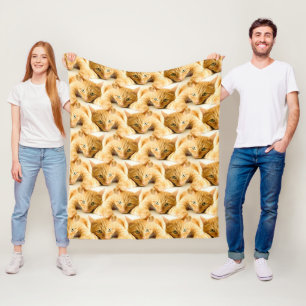 Orange Ginger Cat Pattern Fleece Blanket