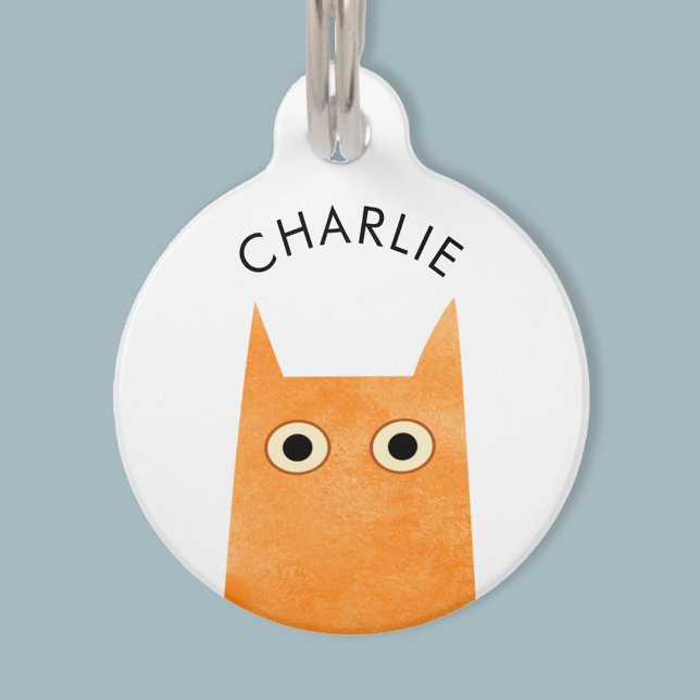Orange Ginger Cat Pet Tag (Fun Orange Ginger Cat personalized name and details cat pet tag)
