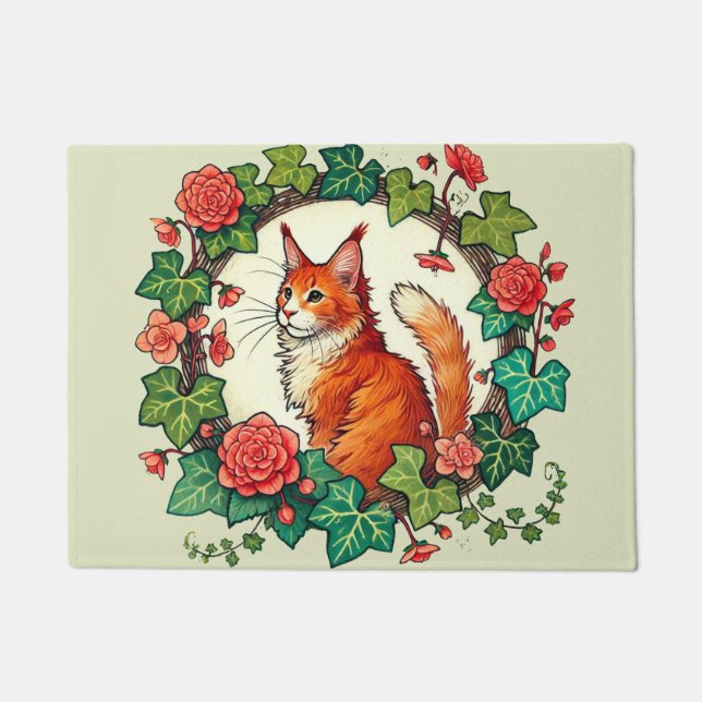 Orange Ginger Maine Coon Cat                       Doormat (Front)