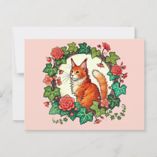 Orange Ginger Maine Coon Cat Postcard