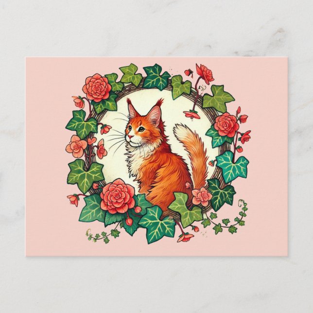 Orange Ginger Maine Coon Cat                       Postcard (Front)