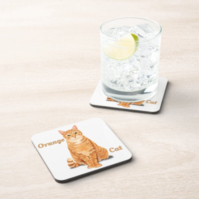 Orange Ginger Tabby Cat Personalised Coaster (Right Side)