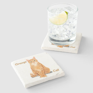 Orange Ginger Tabby Cat Personalised Stone Coaster