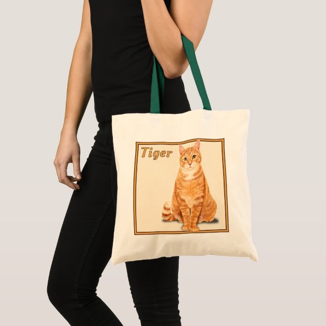 Orange Ginger Tabby Tiger Cat Personalised Budget Tote Bag (Front (Product))