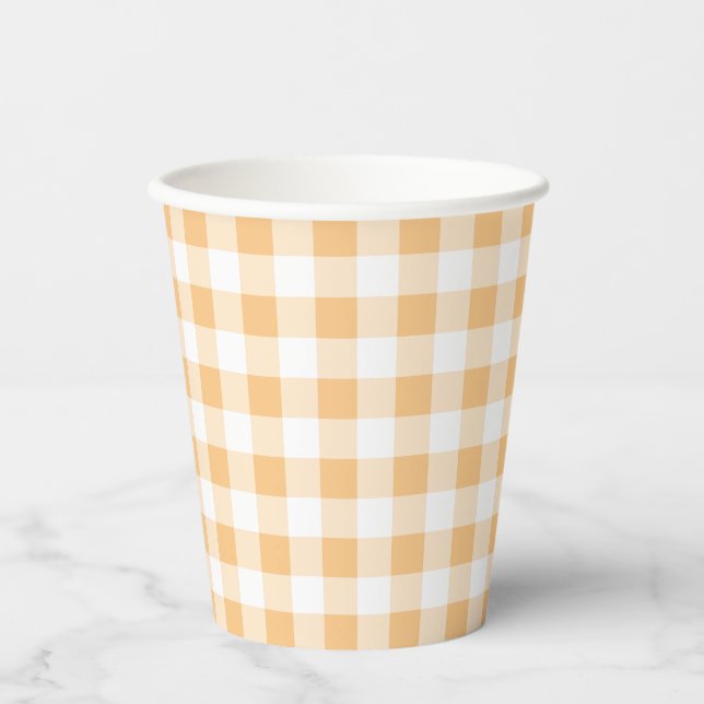 Orange Gingham baby shower Paper Cups (Front)