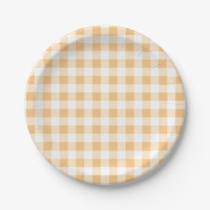Orange Gingham baby shower Paper Plate