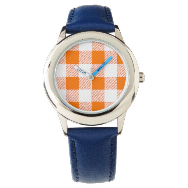 orange gingham check watch (Front)
