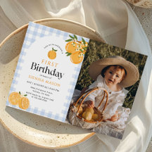 Orange Gingham Citrus 1st Birthday Photo