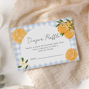Orange Gingham Citrus Diaper Raffle Enclosure Card