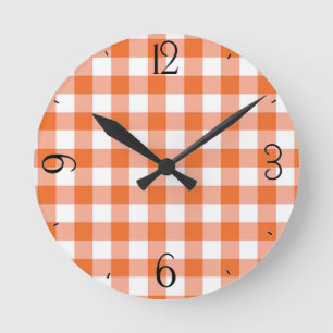 Orange Gingham Clock