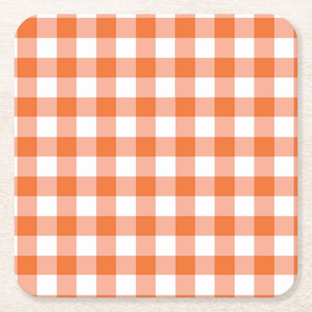 Orange Gingham Coaster (Front)
