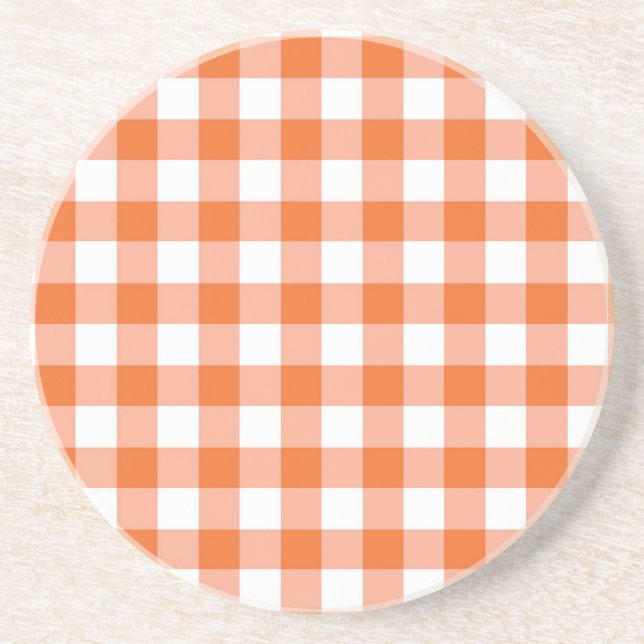Orange Gingham Coaster (Front)