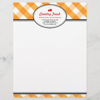 Orange gingham country rustic red cherry personal letterhead design