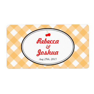 Orange gingham country rustic wedding favour tag