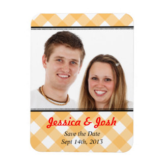Orange gingham country wedding save the date magnet