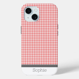 Orange Gingham Custom Samsung iPhone 15 Case