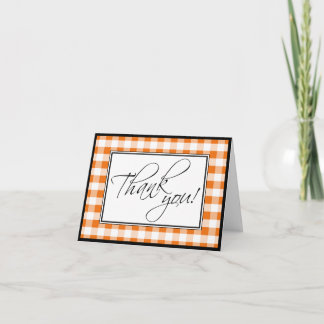 Orange Gingham Custom Thank You Card