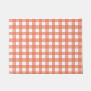 Orange gingham doormat