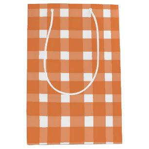 Orange Gingham Fall Baby Shower Medium Gift Bag