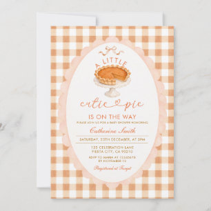 Orange Gingham Fall Pie Baby Shower  Invitation